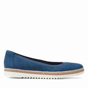 Collection by Clarks Womens Serena Kellyn Suede Slip On Shoes sz 5 Navy